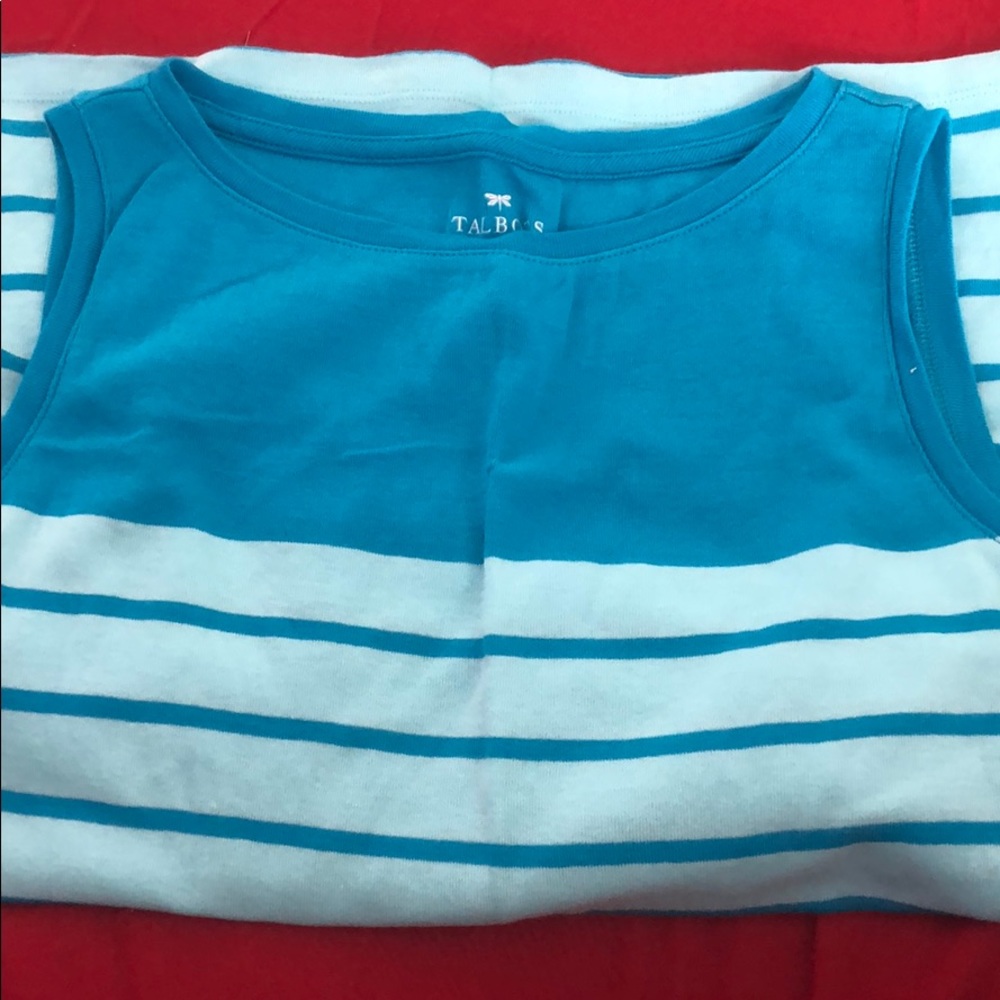 Blue striped sleeveless top